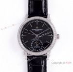 (VC) Swiss 2824-2 Vacheron Constantin Moonphase Copy Watch Black Dial Diamond-set